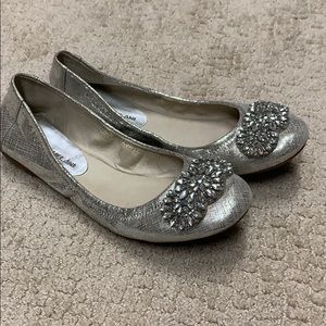 Silver embellished flats